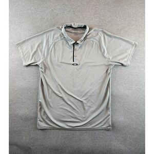 Vintage Y2K Oakley Polo Shirt Mens XL Gray Short Sleeve Embroidered Center‎ Logo